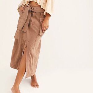 Free people NWT midi skirt with belt